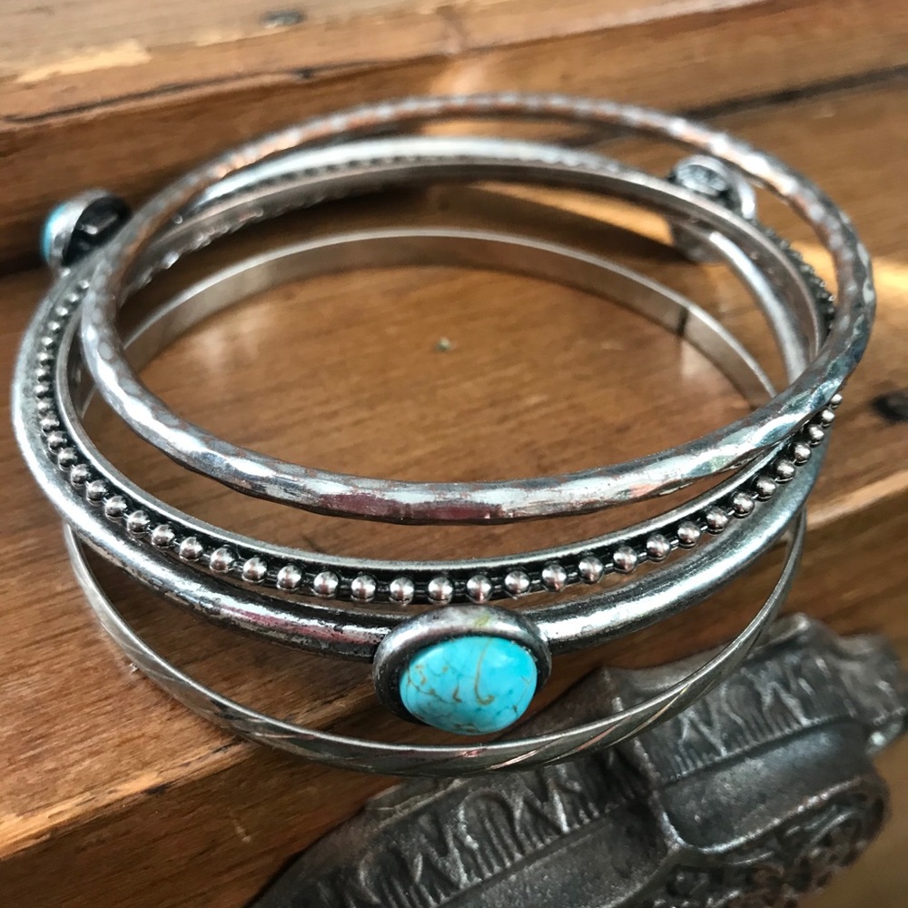 Set of Boho Bangle Bracelets
